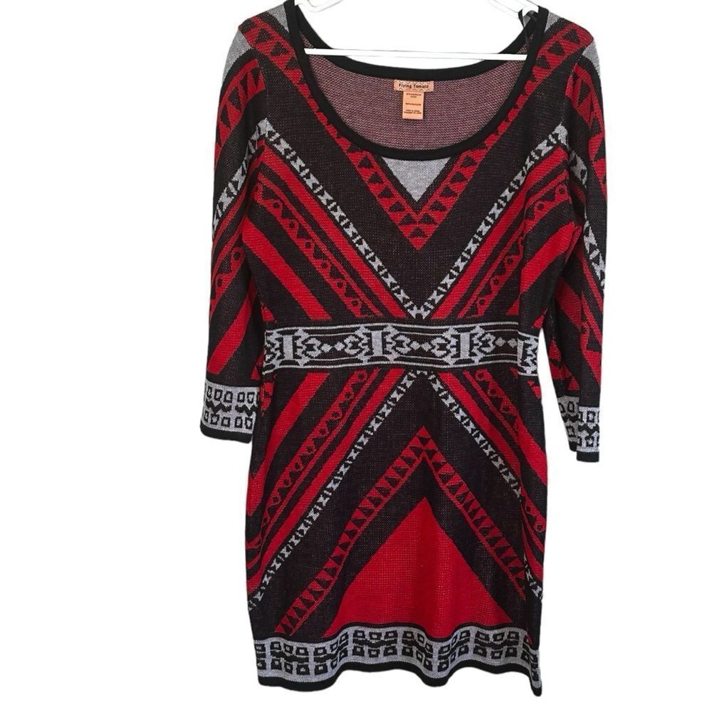 Flying tomato red Aztec print sweater dress size large